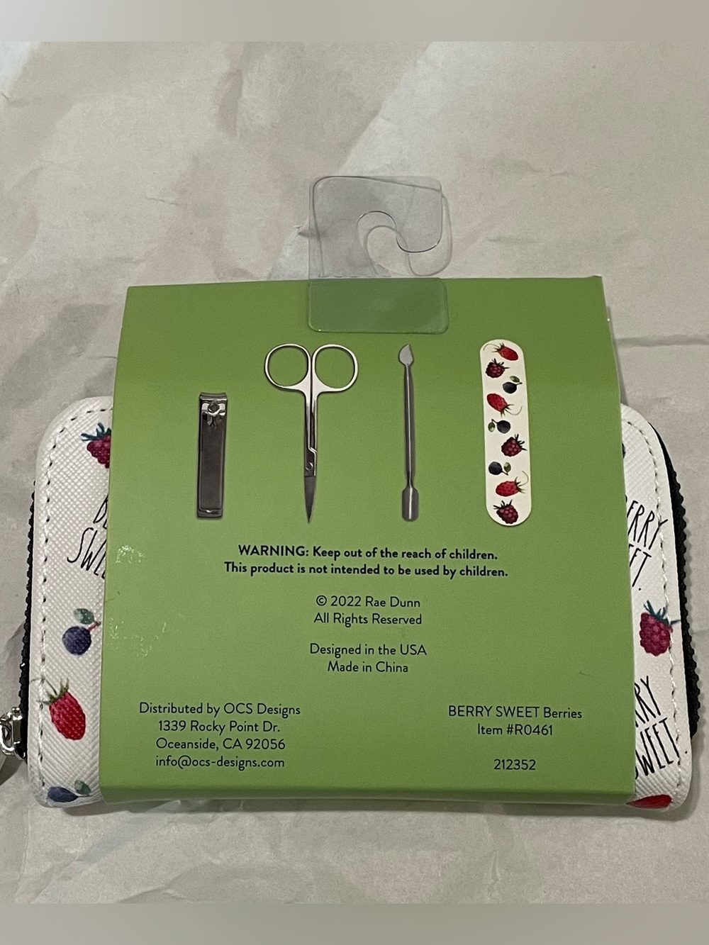 Rae Dunn White 'Berry Sweet' Manicure Set with Red and Purple Berry Print - Picture 2 of 3